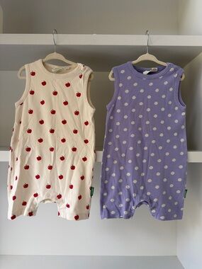 Parade Organics Cotton Sleeveless Romper - Cream Apple & Lavender Daisy Kids